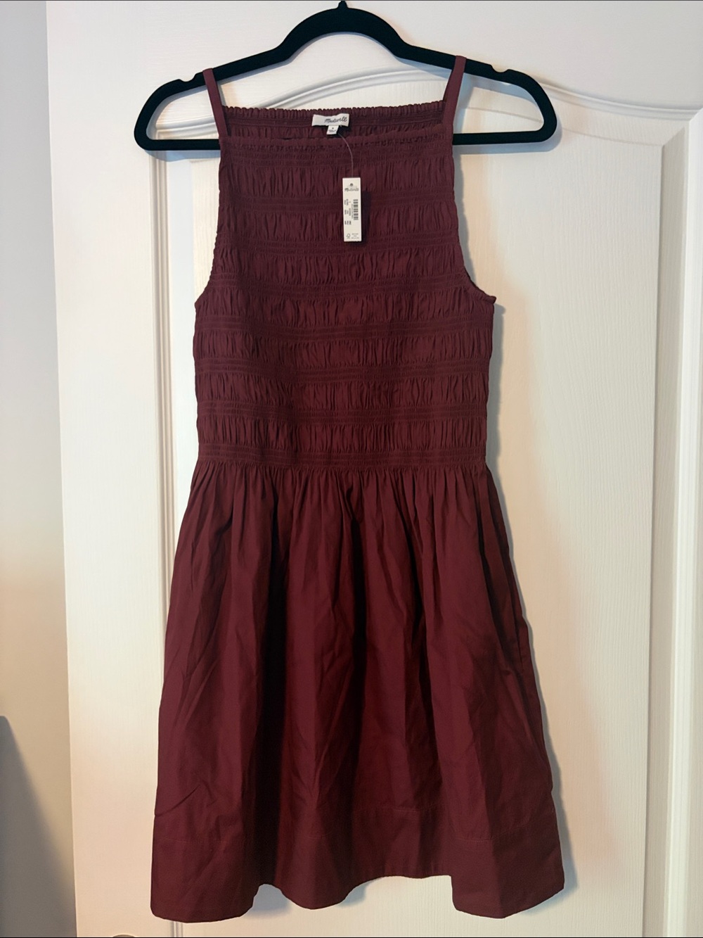 Madewell NWT Burgundy Smocked Mini Dress